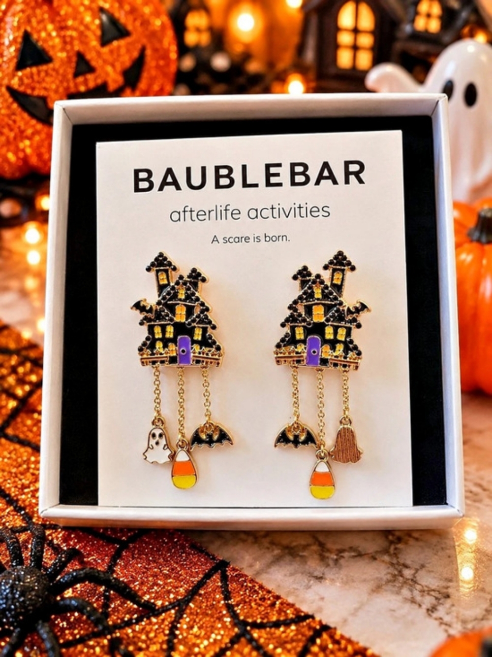 BaubleBar Afterlife Activities Haunted House Halloween Dangle Earrings